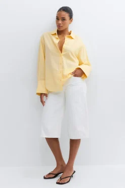 Oversized linen blend shirt - Gelb - Dame - Gina Tricot