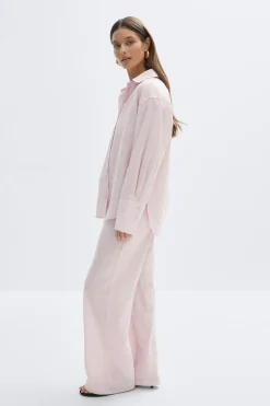 Oversized linen blend shirt - Rosa - Dame - Gina Tricot