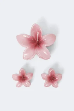 3-pack flower hair clip - Rosa - Dame - Gina Tricot