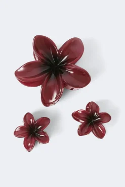 3-pack flower hair clip - Rot - Dame - Gina Tricot