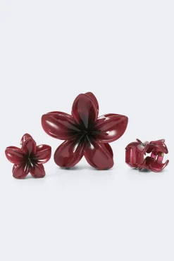 3-pack flower hair clip - Rot - Dame - Gina Tricot