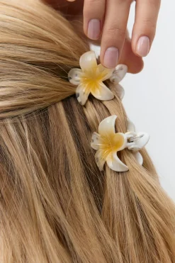 3-pack flower hair clip - Weiß - Dame - Gina Tricot