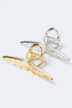 2-pack knot metal hair clip - Silber - Dame - Gina Tricot