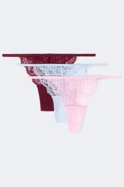 3-pack lace thong - Lila - Dame - Gina Tricot