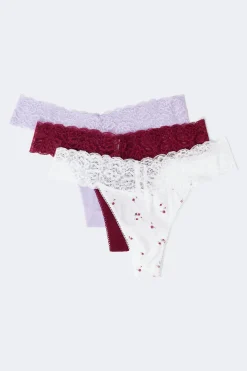 3-pack soft cotton thong - Lila - Dame - Gina Tricot