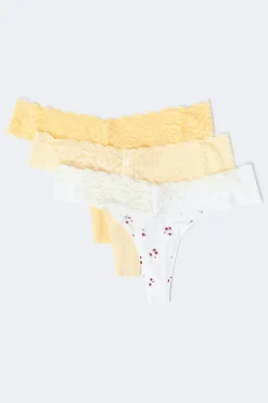 3-pack soft micro thong - Weiß - Dame - Gina Tricot