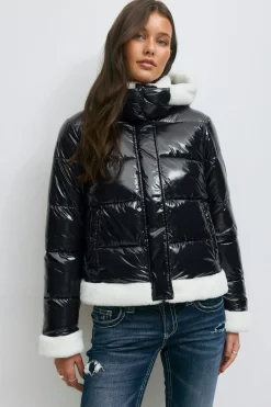 14+ padded fur jacket - Blau - Gina Tricot