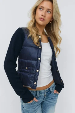 14+ padded rib jacket - Blau - Gina Tricot