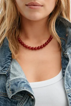 Pearl necklace - Rot - Dame - Gina Tricot