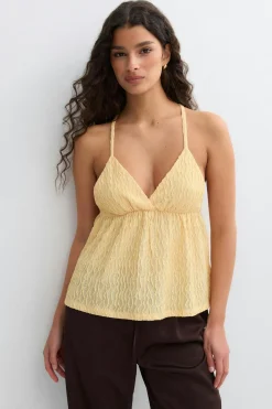Pearl strap singlet - Gelb - Dame - Gina Tricot