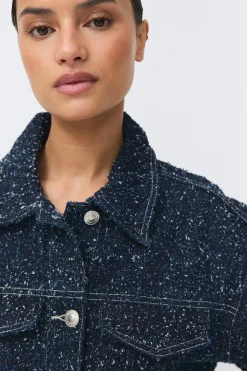 Peplum boucle denim jacket - Blau - Dame - Gina Tricot