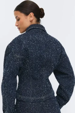 Peplum boucle denim jacket - Blau - Dame - Gina Tricot