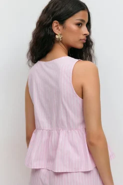 Peplum tie top - Rosa - Dame - Gina Tricot
