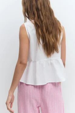 Peplum tie top - Weiß - Dame - Gina Tricot