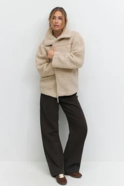 Pile zip jacket - Beige - Dame - Gina Tricot