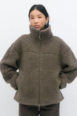 Pile zip jacket - Braun - Dame - Gina Tricot