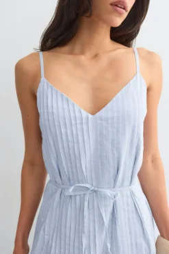 Pleated dress - Blau - Dame - Gina Tricot