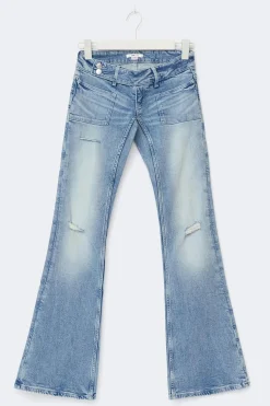 14+ pleated flare jeans tall - Blau - Gina Tricot
