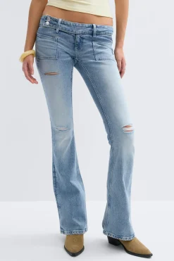 14+ pleated flare jeans tall - Blau - Gina Tricot