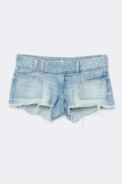 14+ pleated low denim shorts - Blau - Gina Tricot