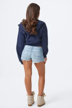 14+ pleated low denim shorts - Blau - Gina Tricot