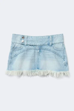 14+ pleated low denim skirt - Blau - Gina Tricot