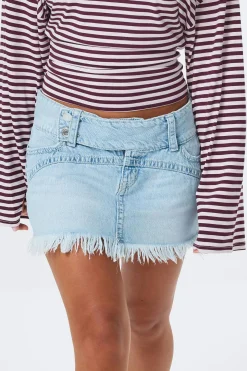 14+ pleated low denim skirt - Blau - Gina Tricot