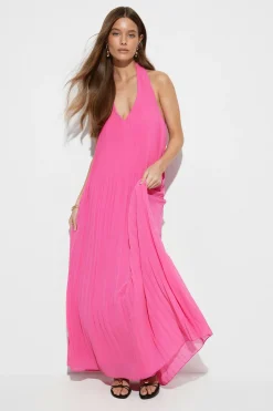 Pleated maxi dress - Rosa - Dame - Gina Tricot