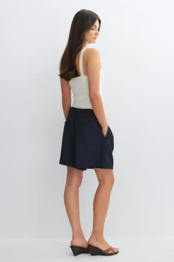 Pleated shorts - Blau - Dame - Gina Tricot