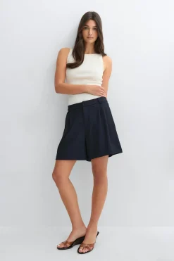 Pleated shorts - Blau - Dame - Gina Tricot