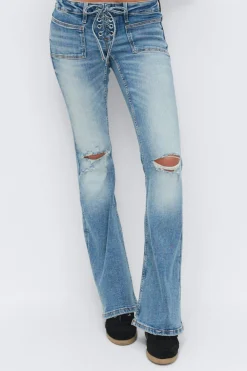 14+ pleated tie jeans - Blau - Gina Tricot