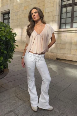 14+ pleated tie jeans - Weiß - Gina Tricot