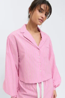 Poplin pyjamas shirt - Rosa - Dame - Gina Tricot