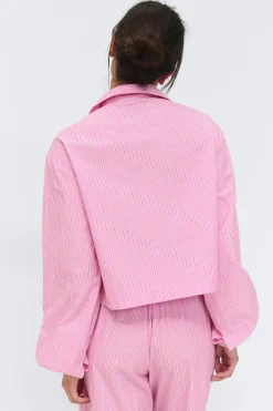 Poplin pyjamas shirt - Rosa - Dame - Gina Tricot