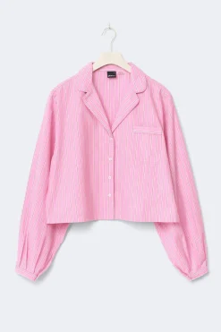 Poplin pyjamas shirt - Rosa - Dame - Gina Tricot