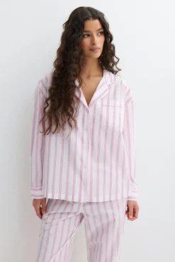 Poplin pyjamas shirt - Rosa - Dame - Gina Tricot