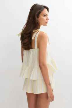 Poplin pyjamas shorts - Gelb - Dame - Gina Tricot