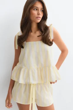Poplin pyjamas shorts - Gelb - Dame - Gina Tricot
