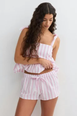 Poplin pyjamas shorts - Rosa - Dame - Gina Tricot