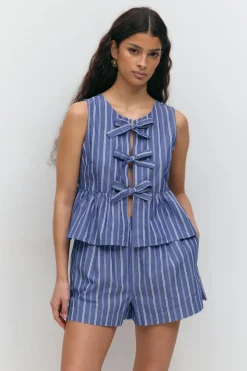 Poplin shorts - Blau - Dame - Gina Tricot