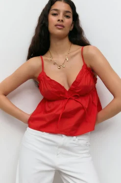 Poplin singlet - Rot - Dame - Gina Tricot