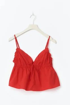Poplin singlet - Rot - Dame - Gina Tricot