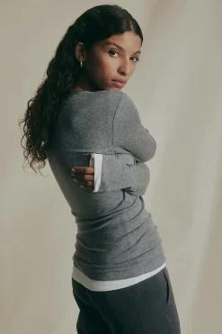 Premium long sleeve top - Grau - Dame - Gina Tricot