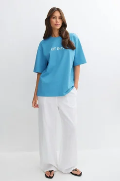 Printed oversized tee - Blau - Dame - Gina Tricot