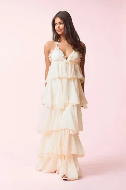 14+ prom frill dress - Beige - Gina Tricot