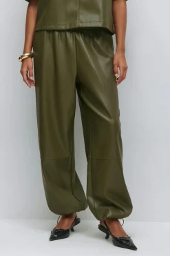 Pu balloon trousers - Grün - Dame - Gina Tricot