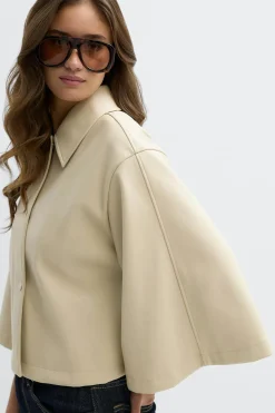 Pu cape jacket - Weiß - Dame - Gina Tricot
