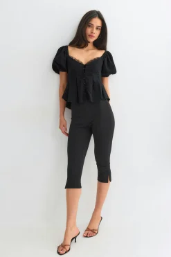Puff sleeve blouse - Schwarz - Dame - Gina Tricot