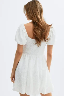 Puff sleeve mini dress - Weiß - Dame - Gina Tricot