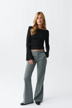 Relaxed bootcut trousers - Grau - Dame - Gina Tricot
